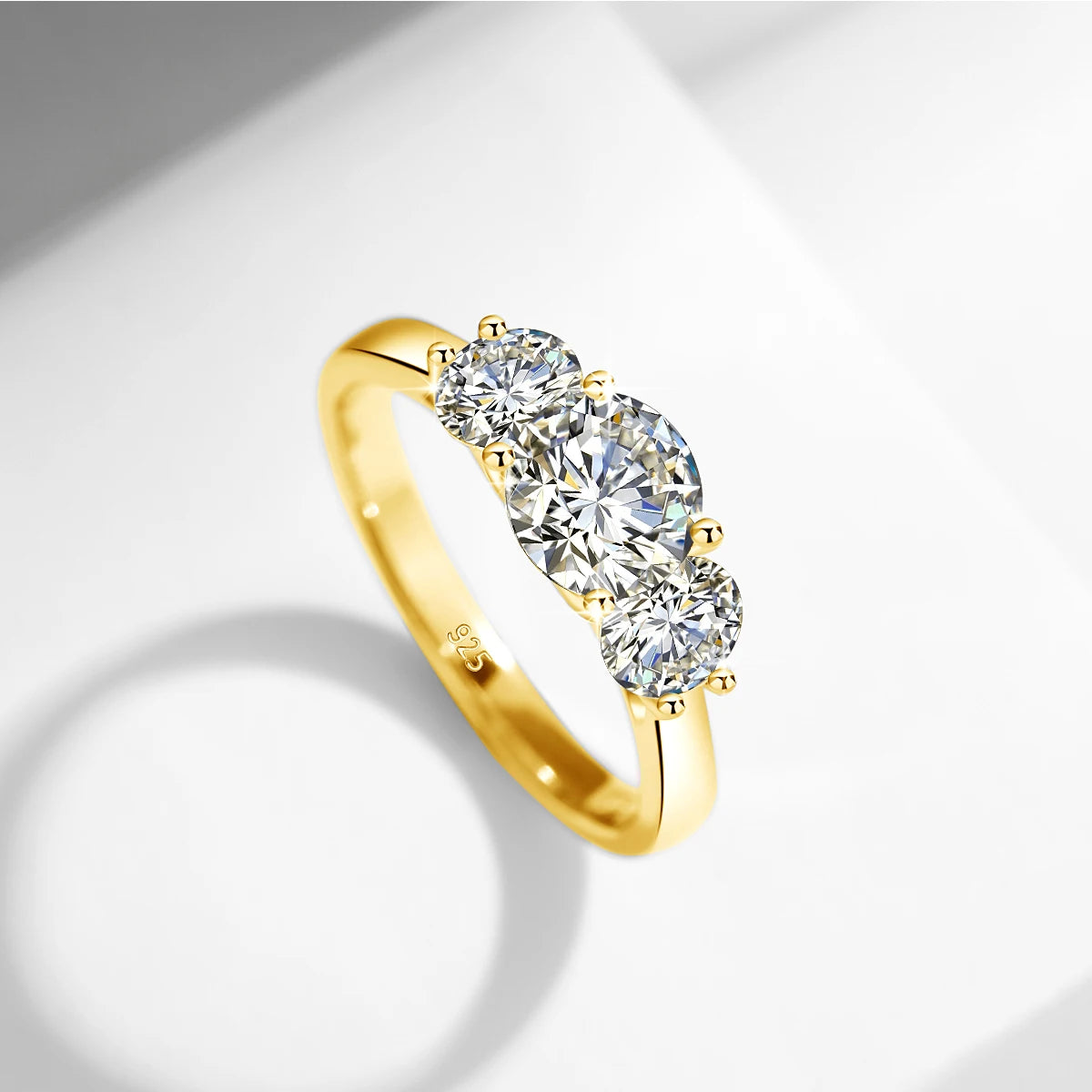 With Certificate 18k Gold Ring Moissanite For Women 3 Stone 100% Real Initial Luxury K Gold Jewelry Engagement Gift Wholesale
