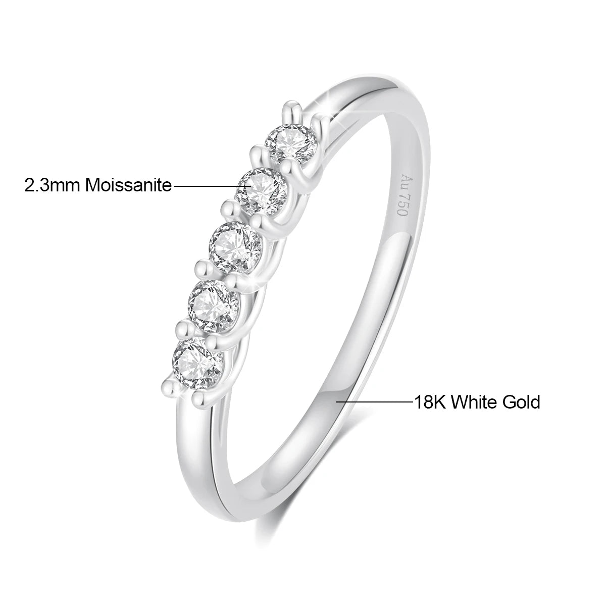 Szjinao 100% Pure K Gold Ring 18k Women 5 Stone Moissanite With Certificate Wedding Band Diamond Jewelry Female Gift Wholesale