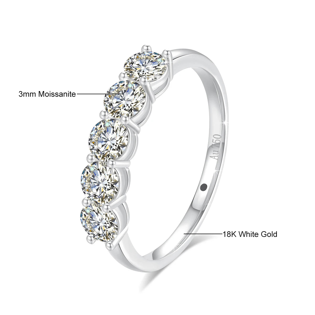 Szjinao 100% Pure K Gold Ring 18k Women 5 Stone Moissanite With Certificate Wedding Band Diamond Jewelry Female Gift Wholesale