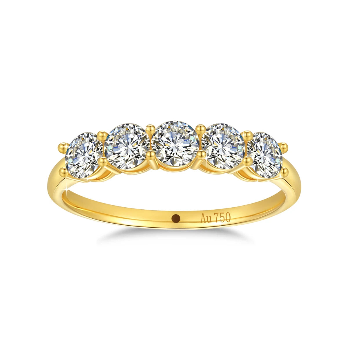 Szjinao 100% Pure K Gold Ring 18k Women 5 Stone Moissanite With Certificate Wedding Band Diamond Jewelry Female Gift Wholesale