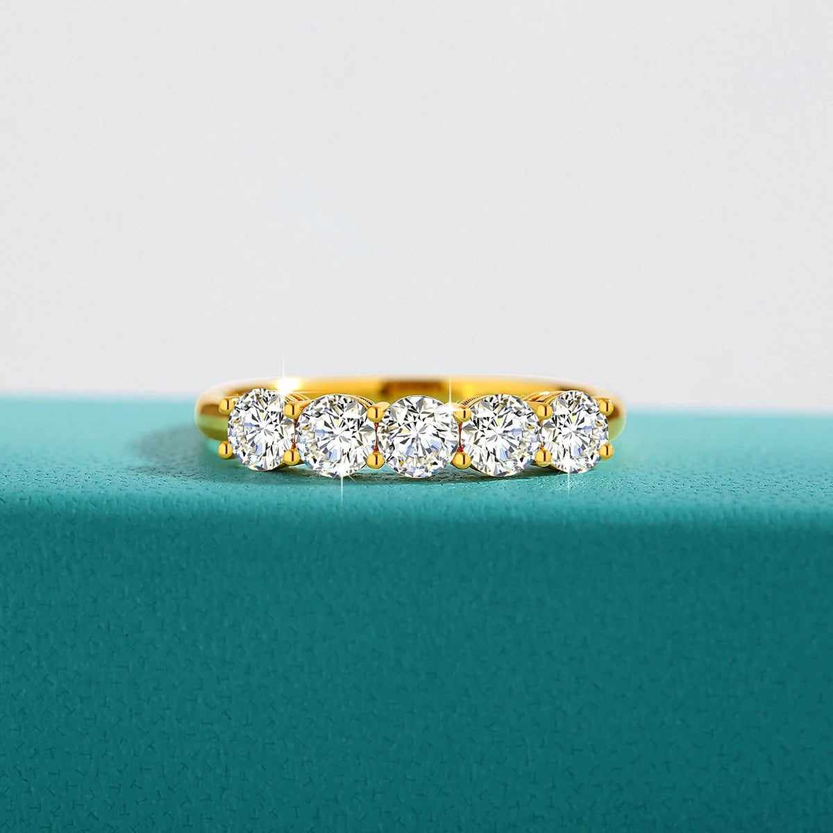 Szjinao 100% Pure K Gold Ring 18k Women 5 Stone Moissanite With Certificate Wedding Band Diamond Jewelry Female Gift Wholesale