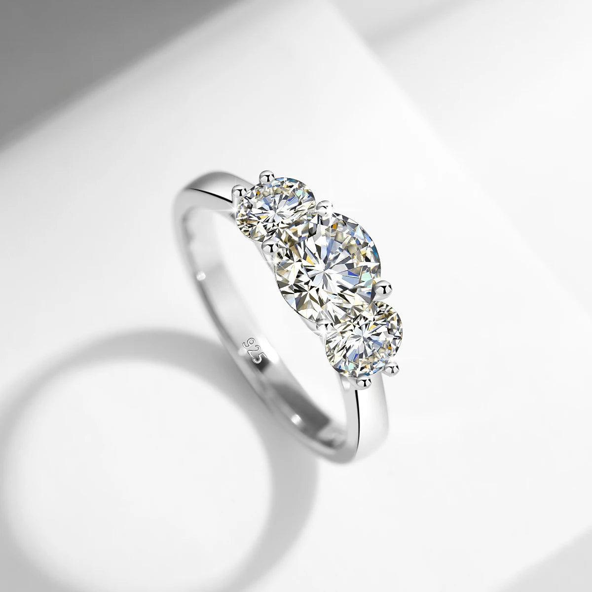 With Certificate 18k Gold Ring Moissanite For Women 3 Stone 100% Real Initial Luxury K Gold Jewelry Engagement Gift Wholesale