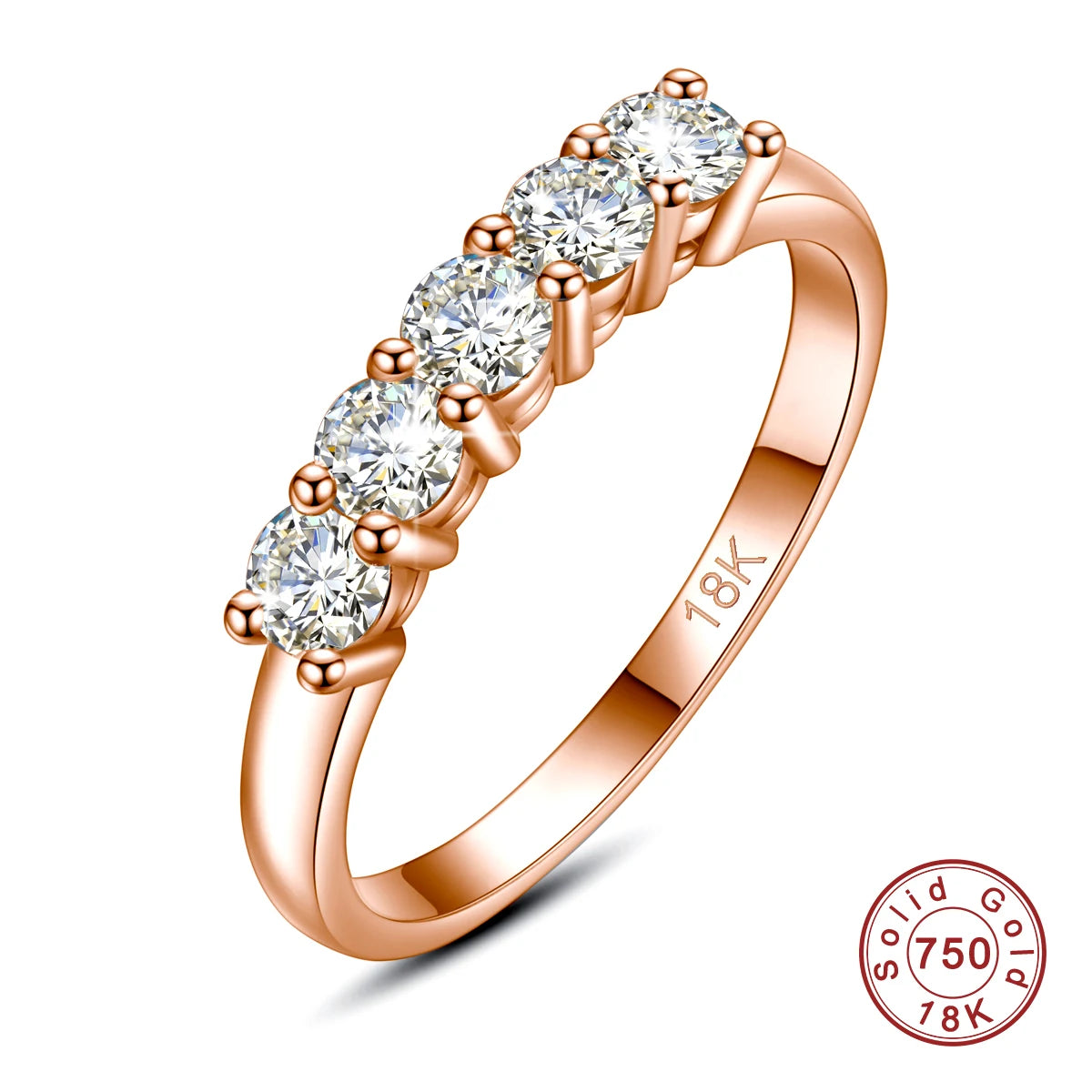 With Certficate Original Solid Silver 10K 14K 18K Gold Moissanite Ring For Women 5 Stone AU 750 Luxury Jewelry With Stamp JM