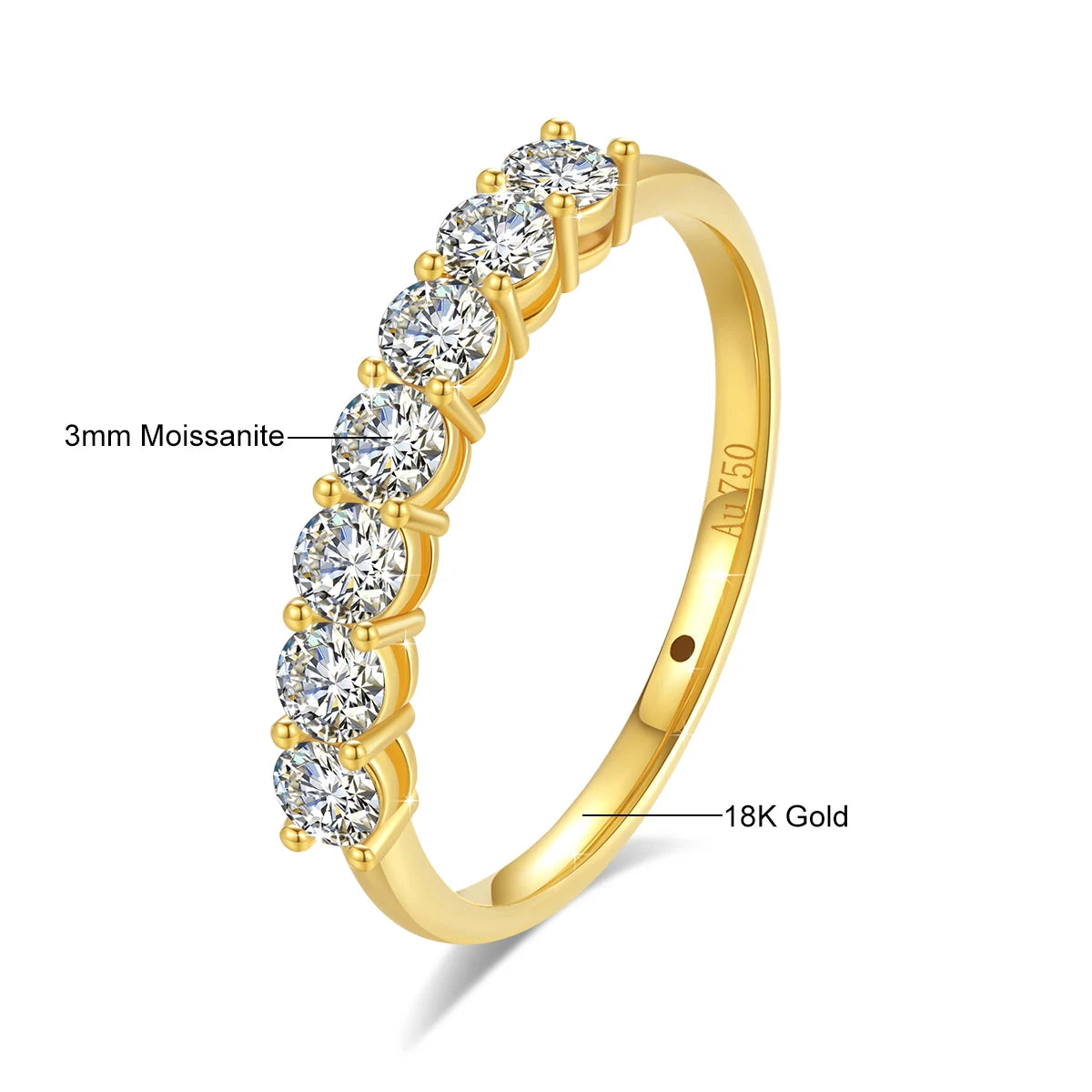 Szjinao 100% Pure K Gold Ring 18k Women 5 Stone Moissanite With Certificate Wedding Band Diamond Jewelry Female Gift Wholesale