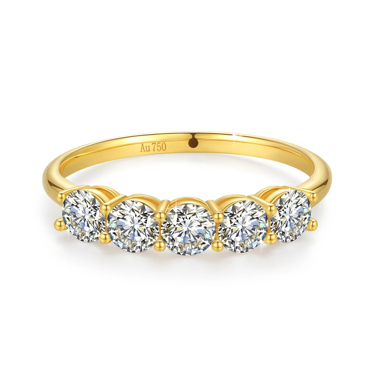 Szjinao 100% Pure K Gold Ring 18k Women 5 Stone Moissanite With Certificate Wedding Band Diamond Jewelry Female Gift Wholesale