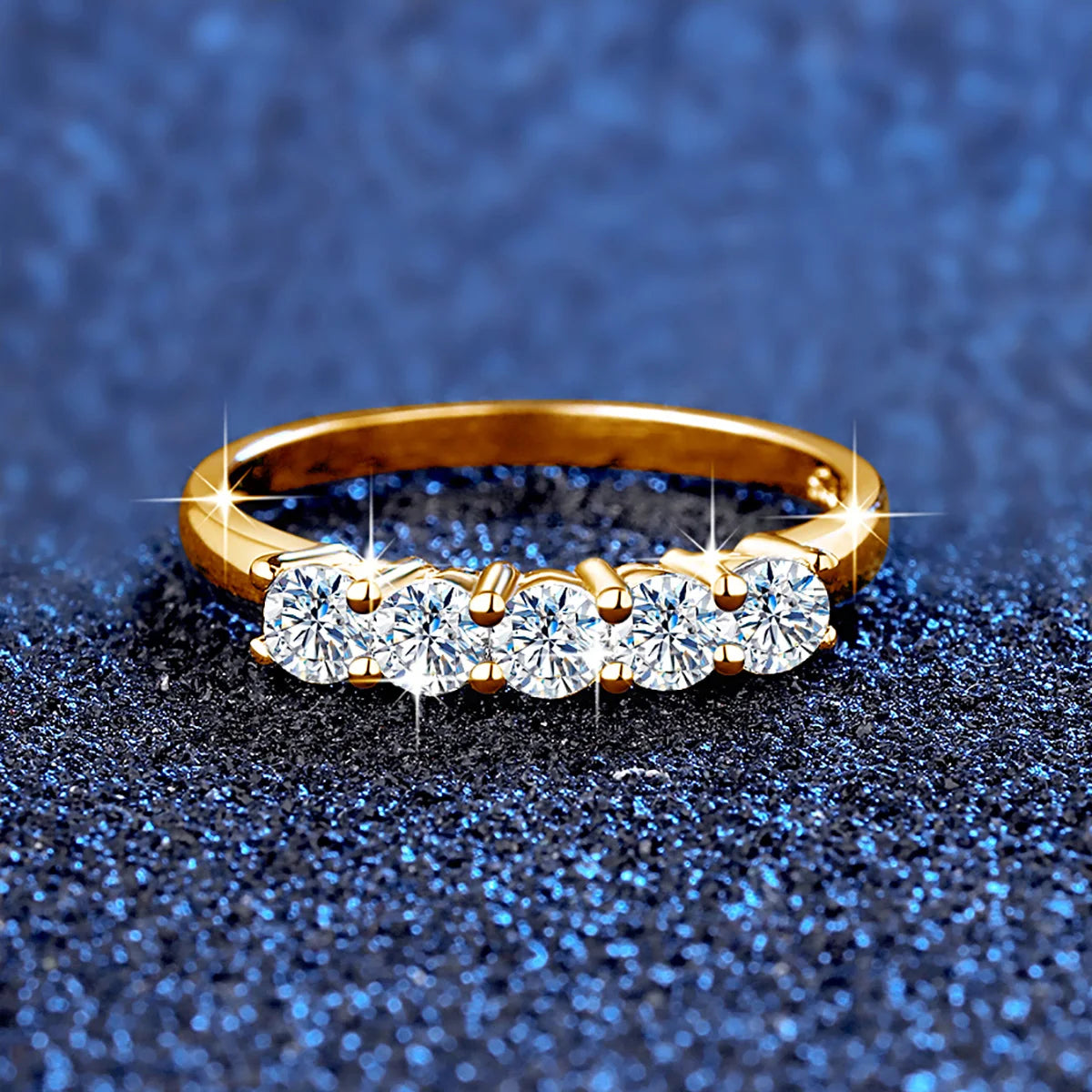 With Certficate Original Solid Silver 10K 14K 18K Gold Moissanite Ring For Women 5 Stone AU 750 Luxury Jewelry With Stamp JM
