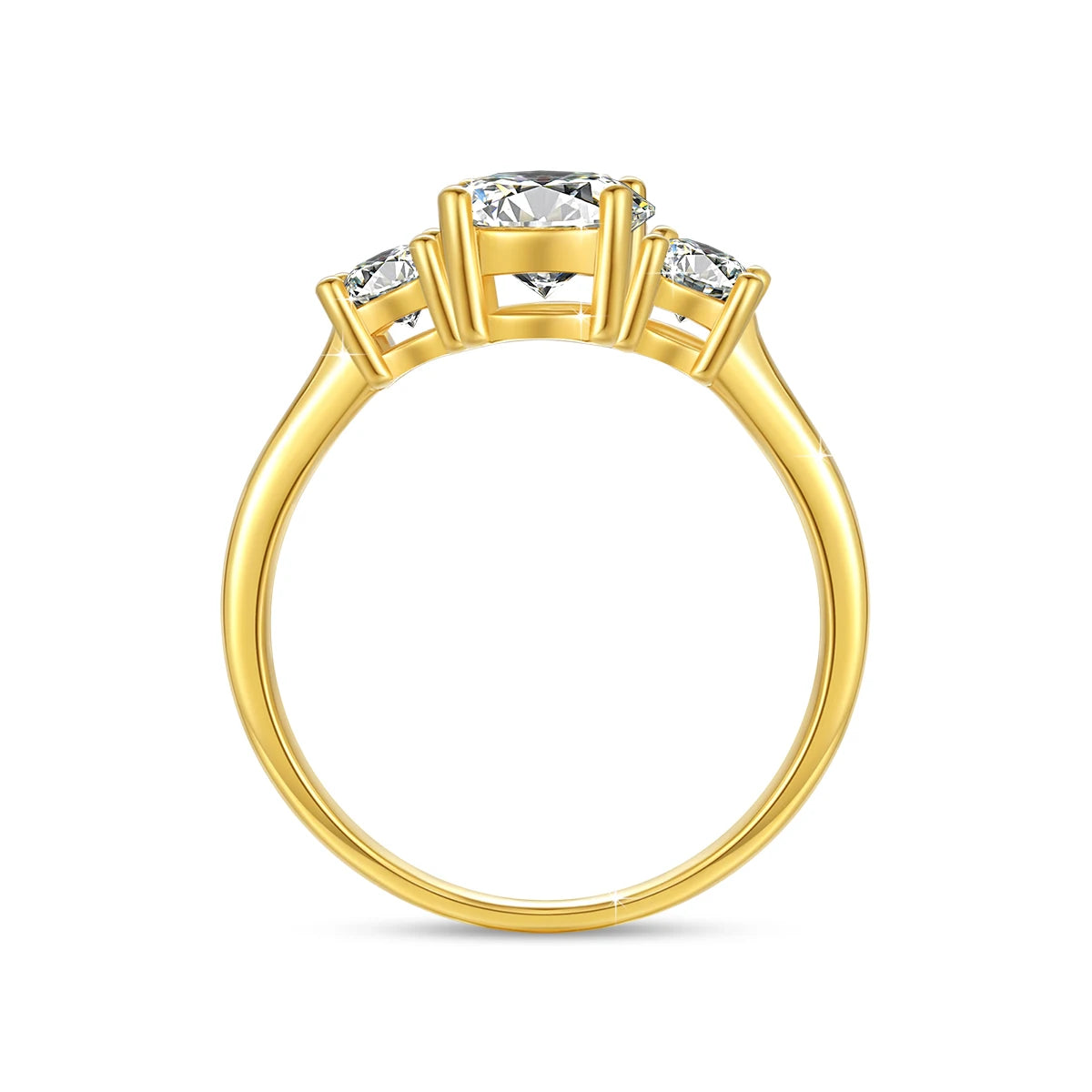 With Certificate 18k Gold Ring Moissanite For Women 3 Stone 100% Real Initial Luxury K Gold Jewelry Engagement Gift Wholesale