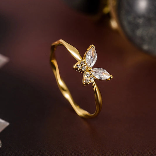 Twisted Cubic Zirconia Butterfly Ring