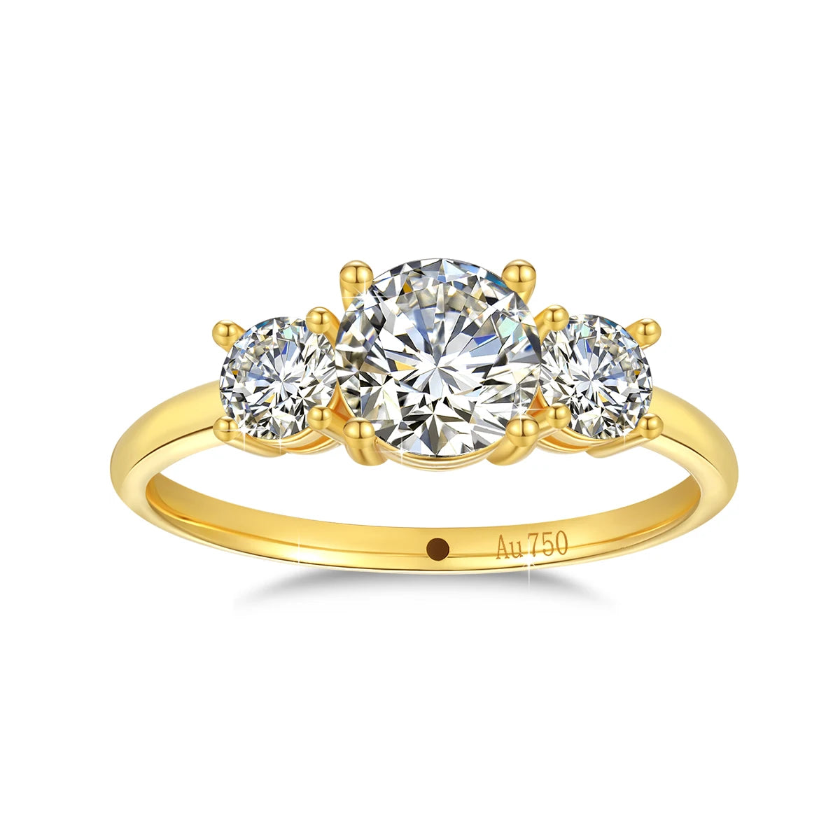 With Certificate 18k Gold Ring Moissanite For Women 3 Stone 100% Real Initial Luxury K Gold Jewelry Engagement Gift Wholesale