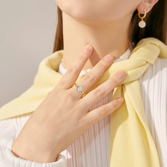 Szjinao 100% Real Gold 14k Gold Moissanite Ring Women Luxury Wedding AU585 K Gold Jewelry Promise Rings Clearance Sale Items Hot