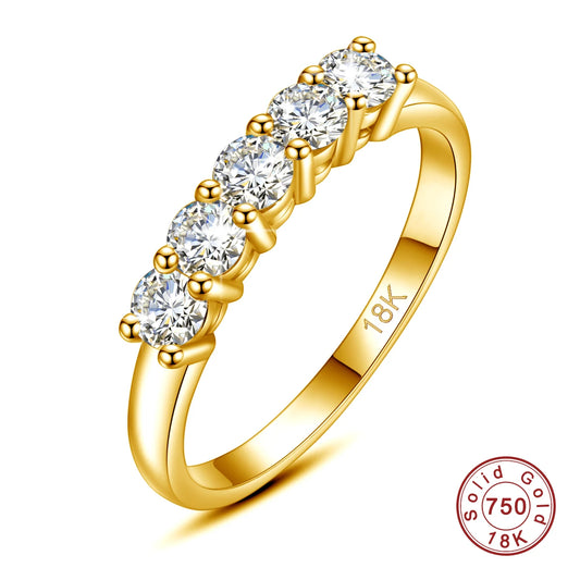 With Certficate Original Solid Silver 10K 14K 18K Gold Moissanite Ring For Women 5 Stone AU 750 Luxury Jewelry With Stamp JM